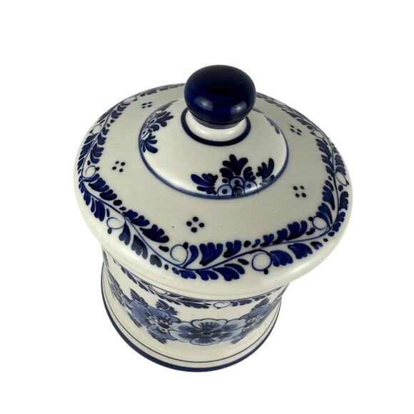 Delft Blue & White Ginger Jar 6.25" Floral Design Hollander Hand Painted - Picture 2 of 10